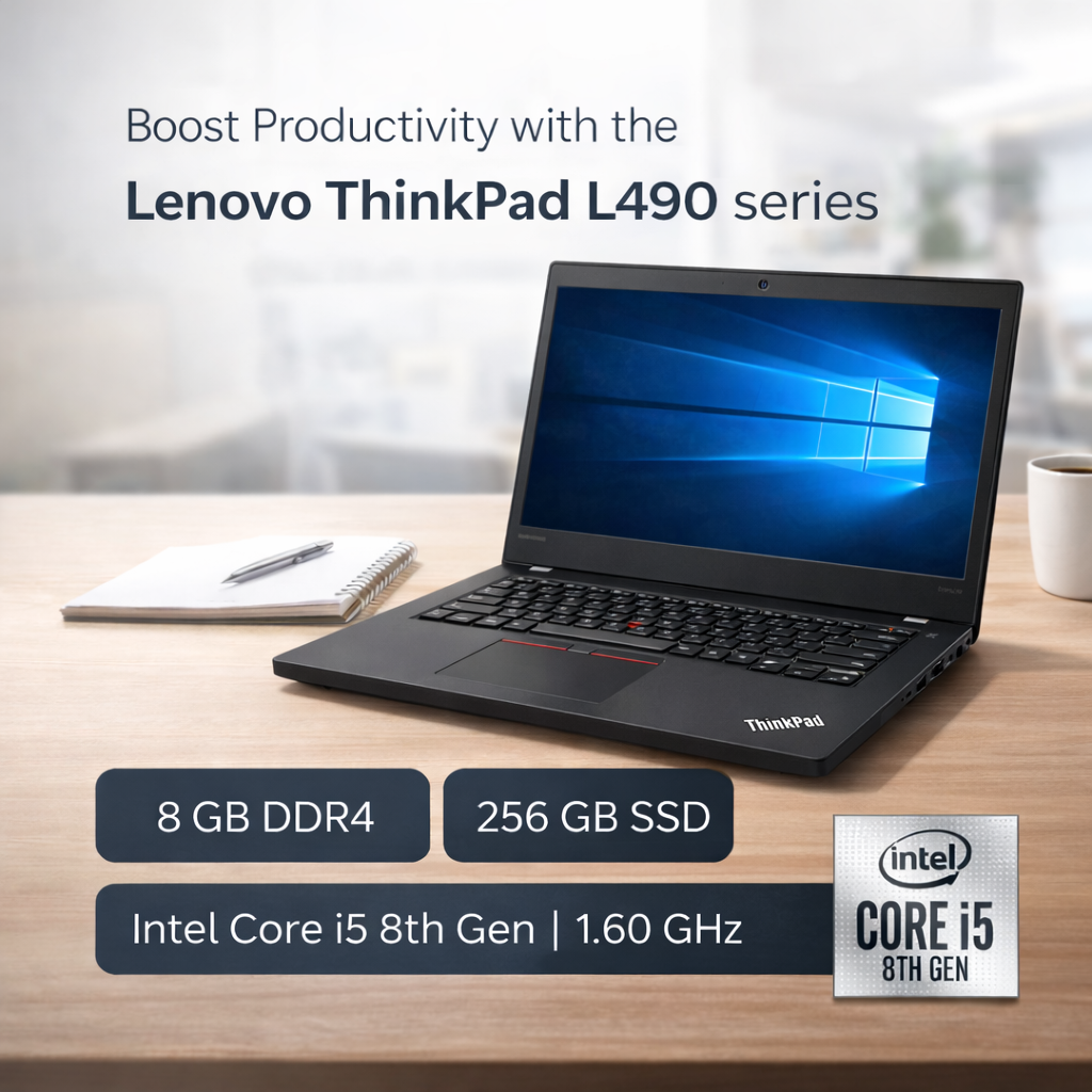 Lenovo ThinkPad L490 series – 8 GB DDR4 – 256 GB SSD – Intel Core i5 8th Gen 1.60 Ghz